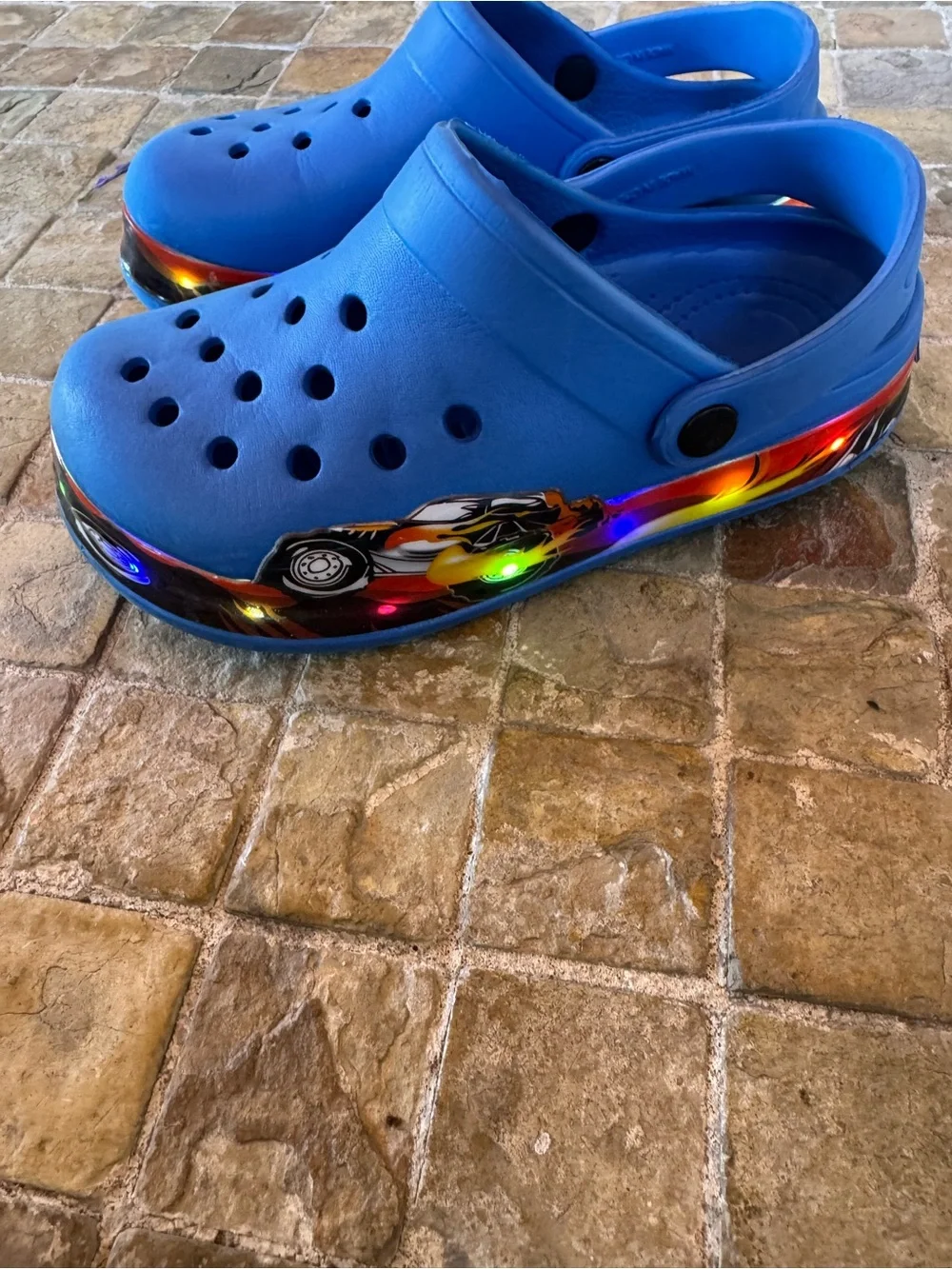 Kids Blue Slip-On Clogs with light